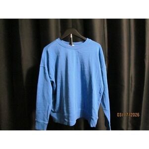 New Women Blue Crewneck Sweatshirt‎ Oversized Long Sleeve Pullover Top